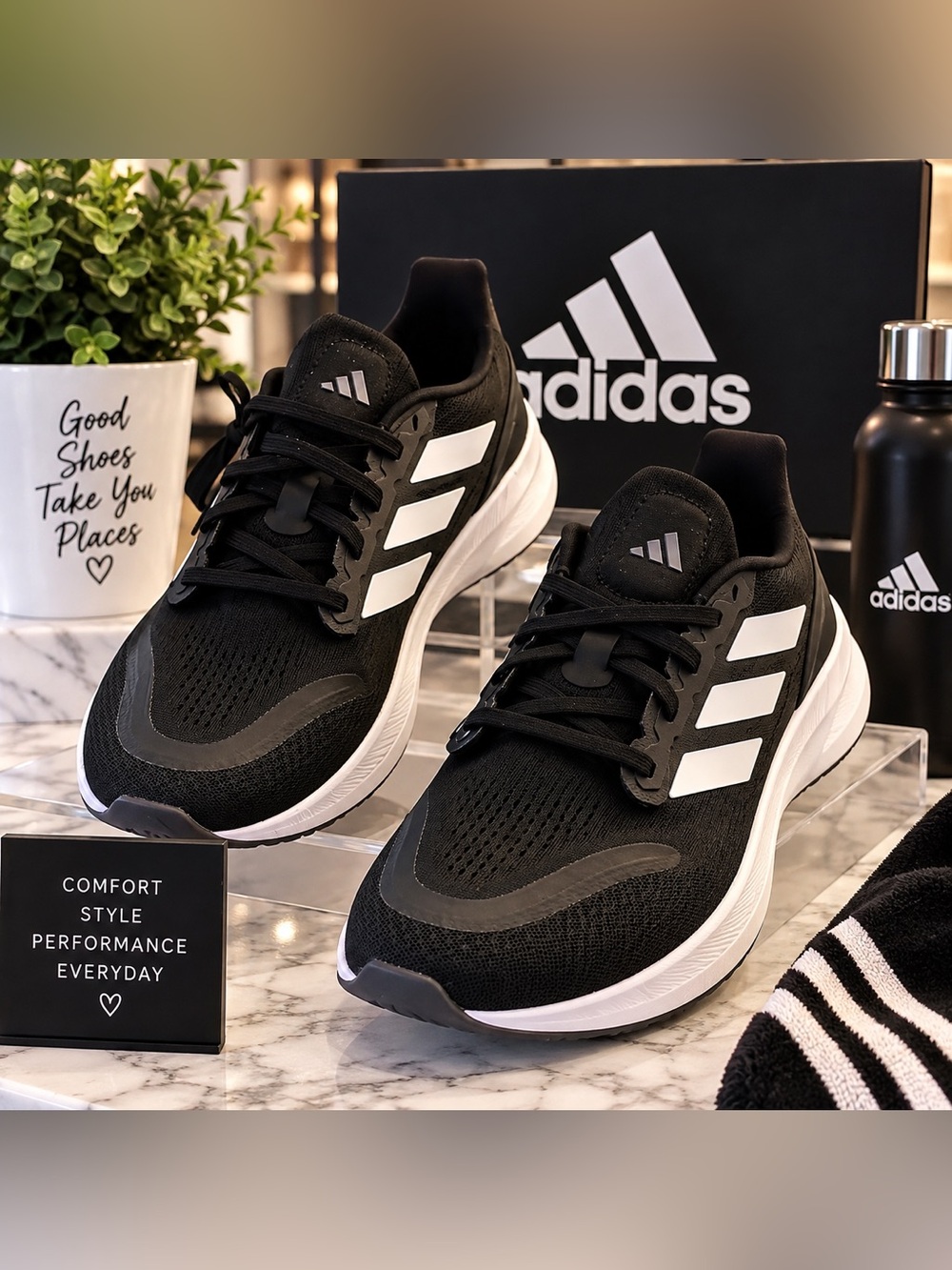 Adidas PureBoost 5 sneakers- Women size 8 NWT- Black & white